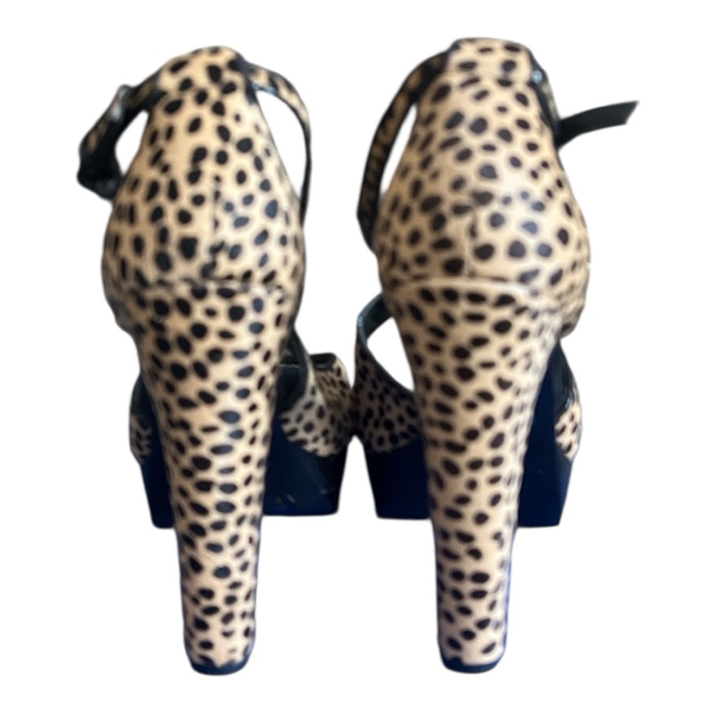 Carlos Falchi Leopard Print Heels with Blue Platform Size 9 - Picture 3 of 8